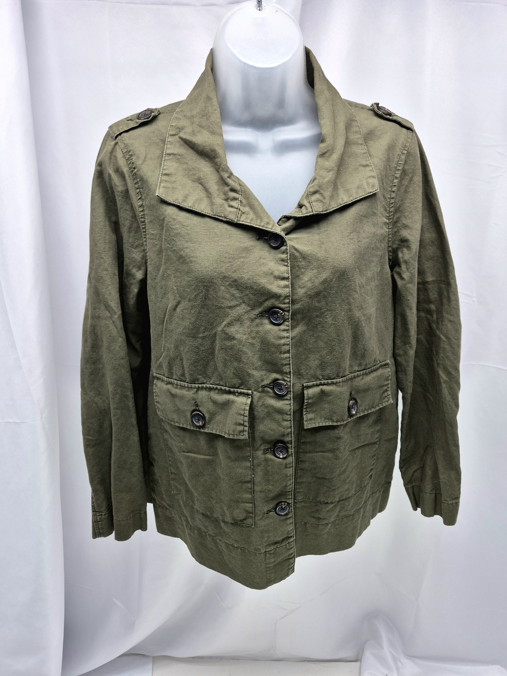 Who What Wear Olive Green Utility Jacket Size Large Shacket Military Streetwear